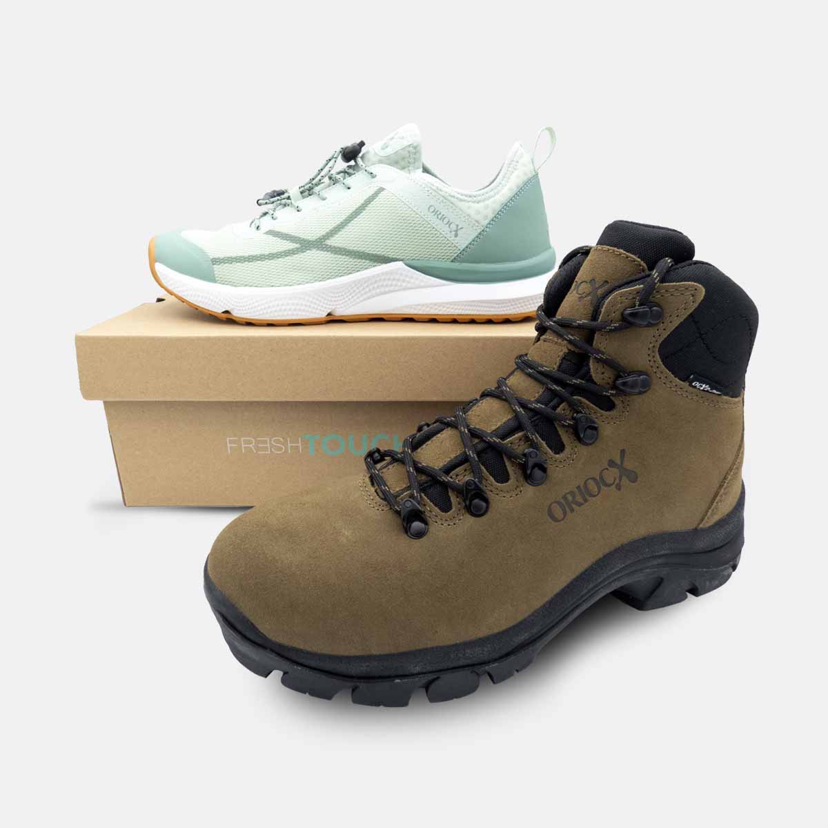 Pack Doble Ruta: Bota LOGROÑO + Zapato AZORES Verde con 30% dto. + Mochila